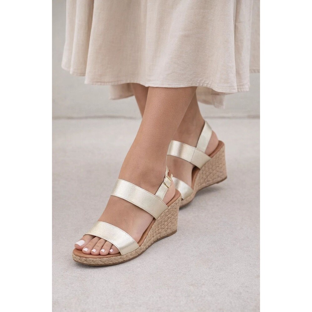 Tommy Bahama Sakura Wedge Women's Sz 8 Platinum Wedge Heel Espadrilles Sandals